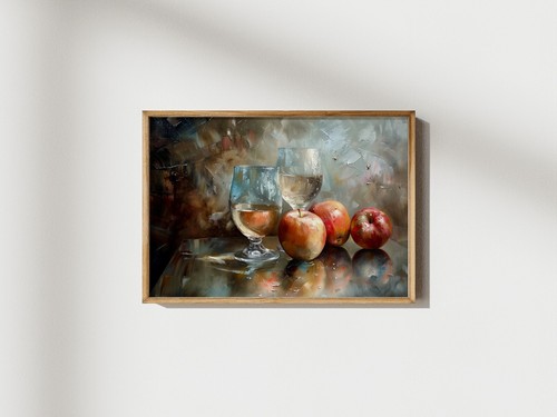 Vetro, Mele Natura Morta 5"x7" Stampa su Carta Opaca | Pittura Olio Realistica Arte - Foto 4 di 17