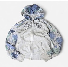 Aeropostale Y2K Tropical Print Full Zip Hoodie Hooded Sweatshirt Size Large