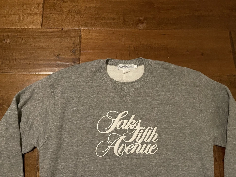 Vintage Saks Fifth Avenue Made in USA Russell Gray Crewneck Sweatshirt - Adult L - Image 2 of 4