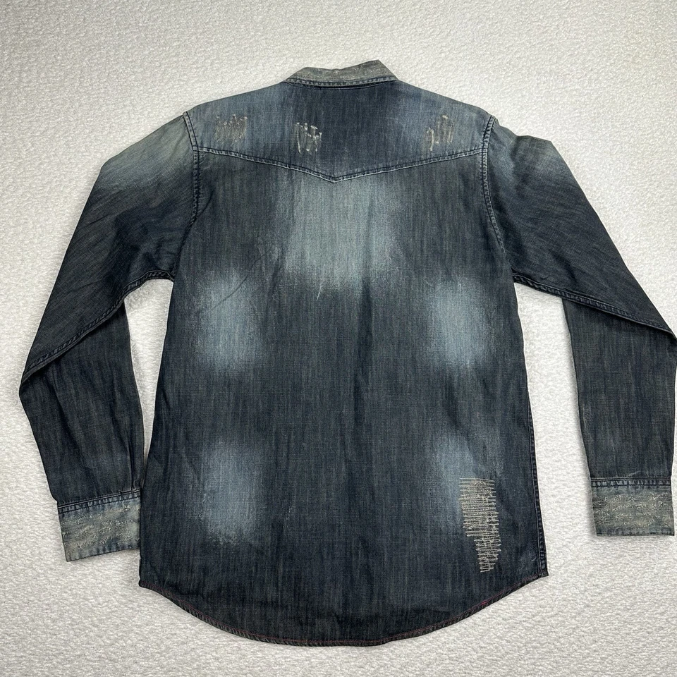 Southern Thread Men's Western Shirt Size Large Blue Denim Pearl Snap Long Sleeve - Image 2 of 4