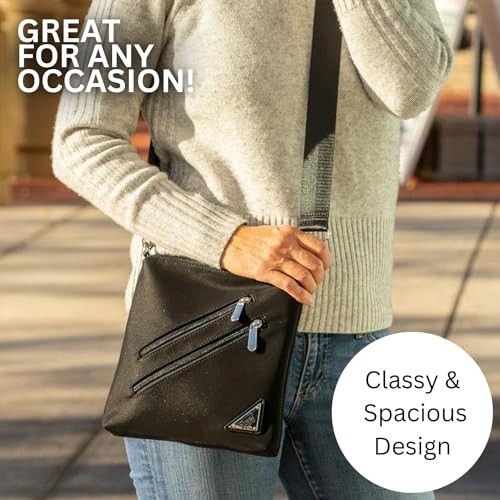 Cell Phone Purse - Touch Screen Women’s Crossbody Handbags (Zoe) - Black Pearl - Zdjęcie 5 z 7