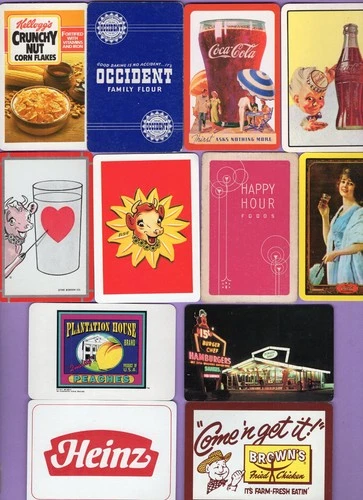 12 Single Swap Playing Cards FOOD DRINK ADS COKE CEREAL BURGER CHEF SOME VINTAGE