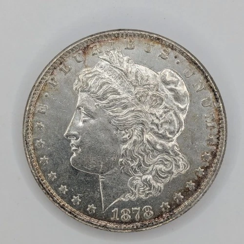 1878-S Morgan Dollar, AU, 90% Silver, Light Toning, in Air-Tite