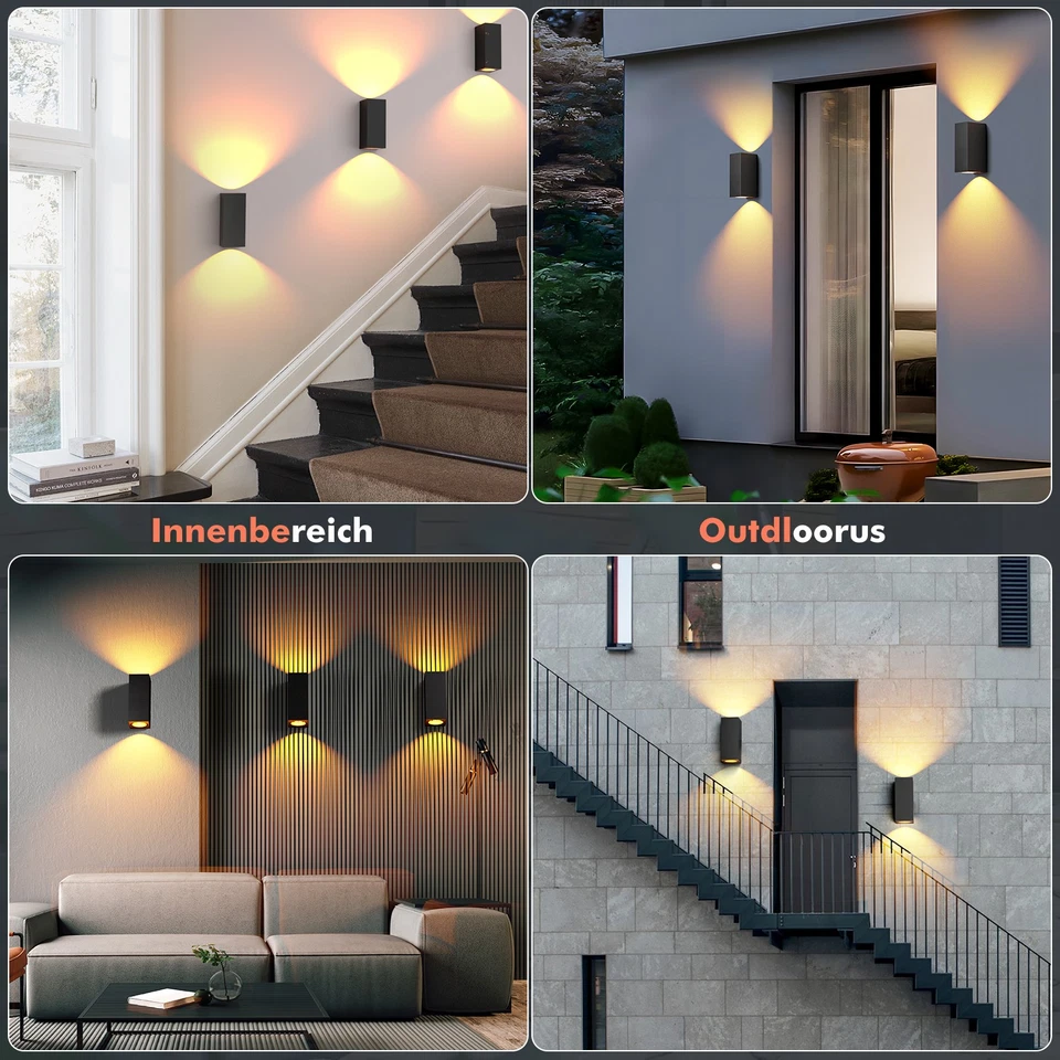 1/2/4x LED Außen Wand Leuchten Fassaden Up&Down Lampen Haus Tür Wandleuchte IP65 - Bild 3 von 4