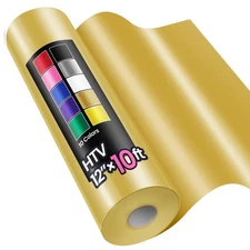 12 x 10ft Heat Transfer Vinyl HTV Rolls Gold, Sooez HTV Vinyl for T-Shirt, I...