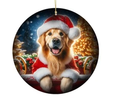 Golden Retriever Christmas Tree Porcelain Ornament