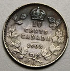 Canada 1903H Silver 10 Cents, Cleaned, Old Date King Edward VII (C634)