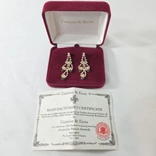 Camrose & Kross JBK Jackie Kennedy Pierced Drop Bib Earrings Emerald Gold Style