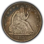 1976-CC 50c Seated Liberty Silver Half Dollar - Fine Key Date Carson City- B5728