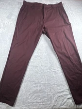 Rhone Pants Mens 38 Burgundy Commuter Slim Fit Stretch