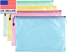 4 Pack Mesh Zipper Pouch, A4 Letter Document File Mesh Bags with Zipper, Waterpr