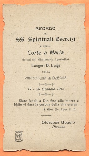 Saint Joseph, Mary and Jesus, Ozegna, Italy Lithographed Card 1915 - Picture 2 of 3