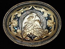 PK11167 VINTAGE 1970s  AMERICAN BALD EAGLE  SOUTHWESTERN DESIGN BELT BUCKLE