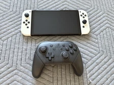 Nintendo Switch OLED 64GB White Joy-Con + Pro Controller + 128GB SD + Protector