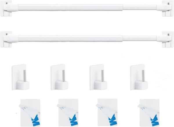 Vitragestangen Ausziehbar Klemmstange FüR Gardinen 70-120Cm Weiß 2 StüCk-image
