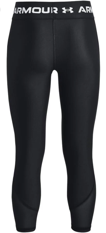 Leggings Under Armour femininas HeatGear armadura tornozelo preto/branco juvenil média - Imagem 2 de 3