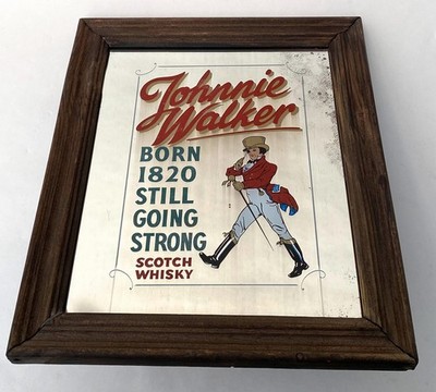 Johnnie Walker Scotch Whisky Vintage Advertising Mirror Sign Pub Bar Breweriana