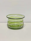 Blenko Art Glass Bowl Planter Flower Pot Hand Blown With Green And Clear Swirls