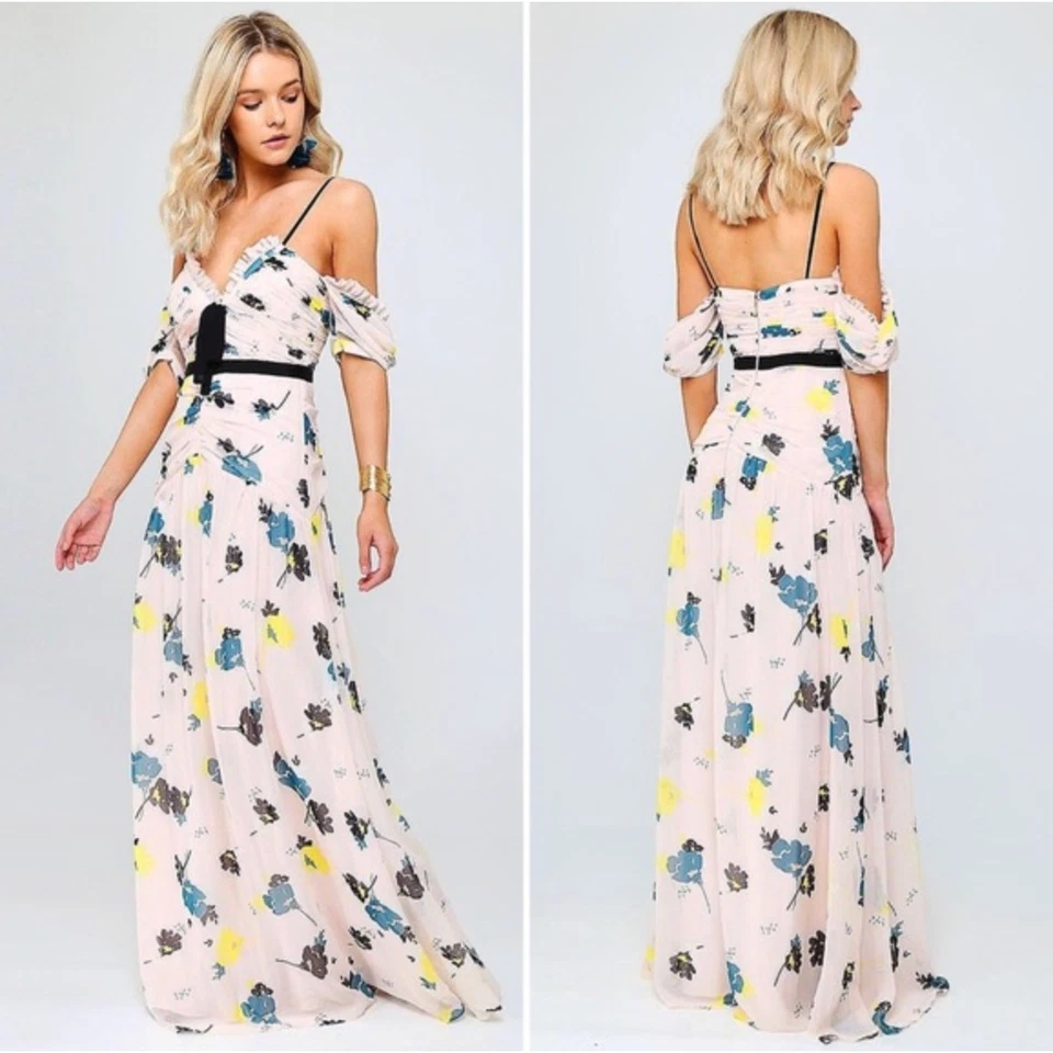 Self-Portrait floral cold shoulder ruched maxi dress - Image 2 of 4