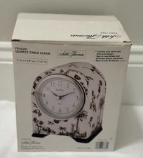 NIB: Vintage Seth Thomas Feliciti Quartz Ceramic Arch Table Clocks Toile Print