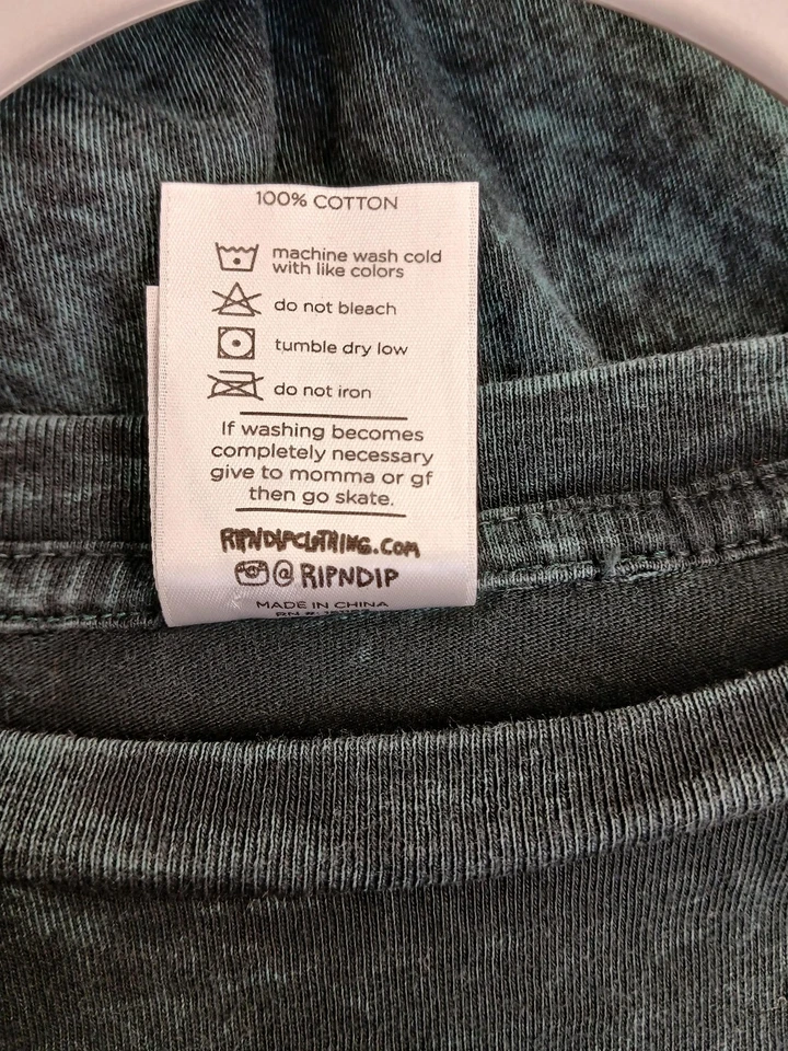 RIPNDIP 衬衫男式中号绿色黑色 Lord Nermal 口袋长袖图案 — 第 3/4 张图片