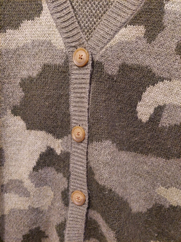 Suéter Lucky Brand Mujer Pequeño Verde Camuflaje Mezcla Lana Botón Cárdigan Años 90 Y2K Foto 4 de 4