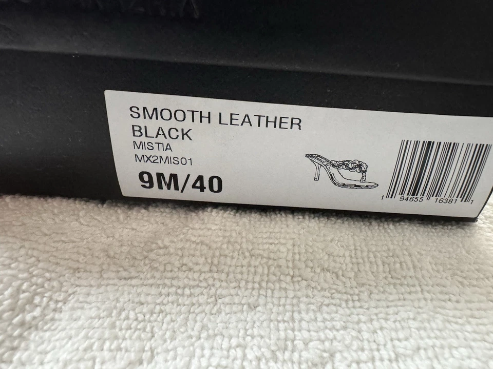 Nuevo BCBGMAXAZRIA Mujer Cuero Liso Negro Dorado Cadena MIs Tia Talla 9/40 Foto 3 de 3