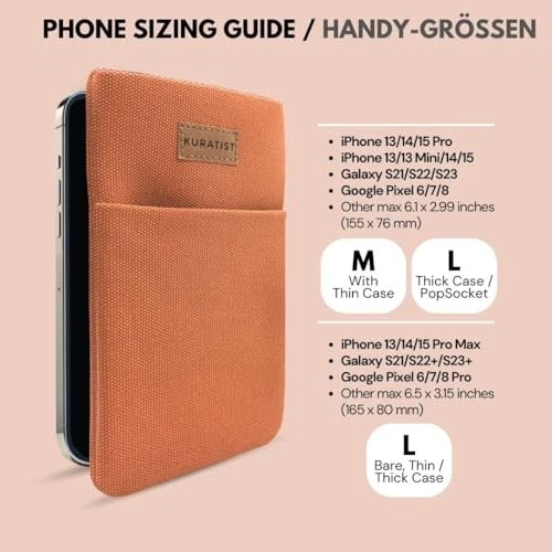 AHOI Padded Cotton Phone Sleeve with Flap Opening - Handmade Phone Case Coral - Picture 8 of 8
