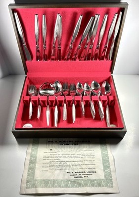 Oneida WINDRIFT Stainless Wm A Rogers Premier Ltd Burnished Flatware 81 Pc &Case