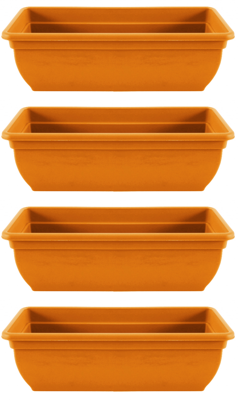 4x Winchester Trough Plant Plastic Garden Flower Patio Planter 46cm - Terracotta