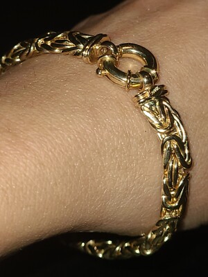 14k Byzantine Bracelet Toggle Lock, Gold Byzantine Bracelet 8 1/4 Inch