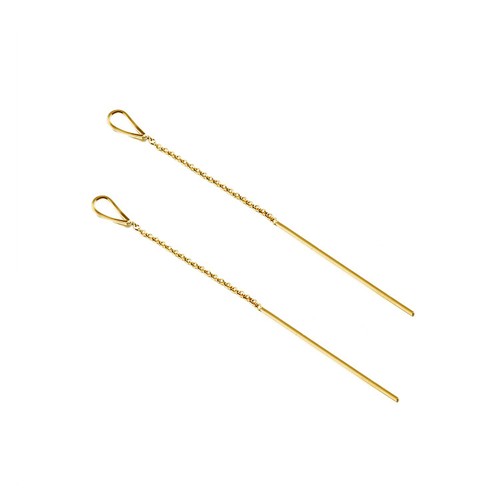 Pendientes minimalistas de plata esterlina 925 roscado de línea de hilo A1638 - Imagen 10 de 11