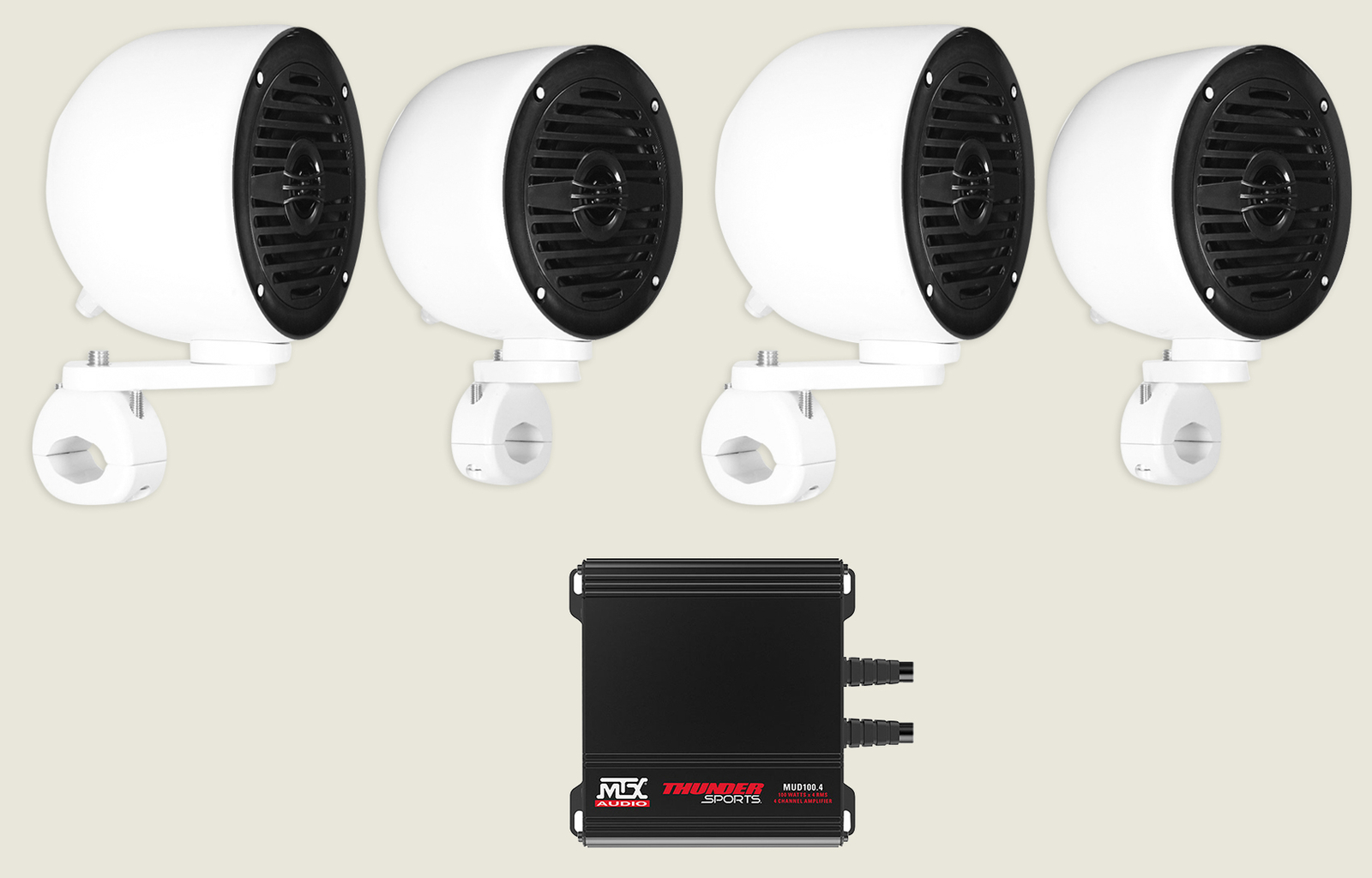 4 Rockville MS40B White 4 Башенные колонки Усилитель MTX для квадроциклов UTV тележек 64090₽