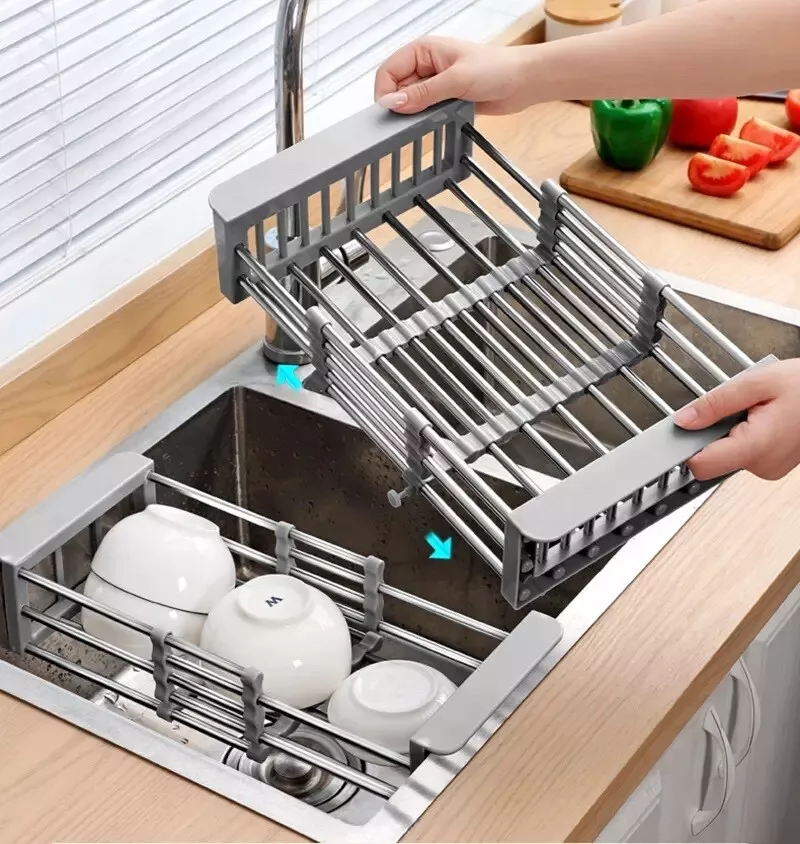 Adjustable Dish Drying Rack Stainless Steel Dish Drainer Fruit