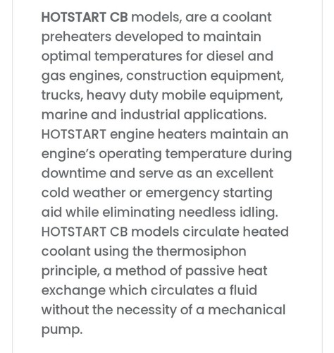 CB125210-200 Hotstart Alta Capacidad Calentador de Circulación Motor CB1252A3-200 - Imagen 14 de 16