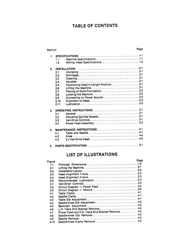 Bridgeport Series II Special Milling Machine Operate, Maint, & Parts Manual *154 - Picture 2 of 9