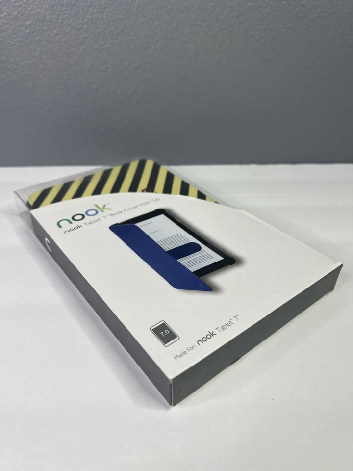 New Barnes & Noble Nook Book Cover With Tab For Tablet 7” Striped Carpe Diem - Image 4 of 4