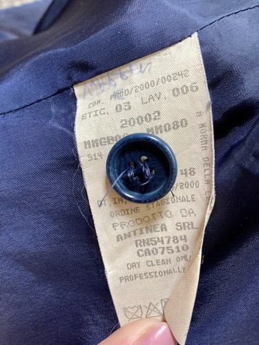 Vintage Armani Collezioni Women's Navy Wool Gabardine Blazer Jacket Size 12 - Picture 8 of 9