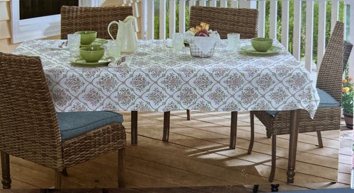 "Rachel Ashwell ""The Farmhouse"" längliche weiße Tischdecke mit Blumenblumenblumen ~ 60x84""" - Bild 6 von 7