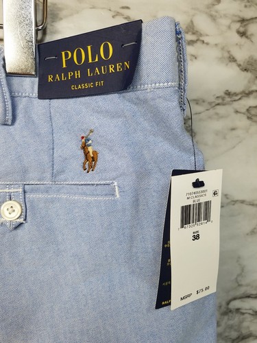 Polo Ralph Lauren Shorts Classic Fit " Light Blue 38W New 75$ 20" New #L - Picture 4 of 7