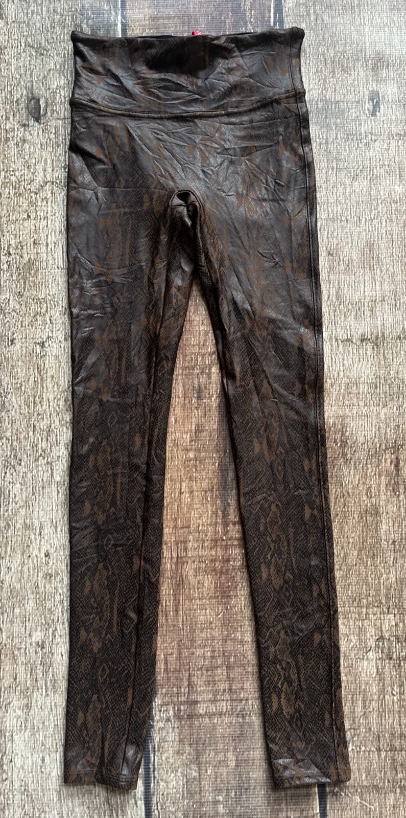 SPANX SNAKE PYTHON LEGGINGS PANTS BROWN WOMENS SI… - image 1