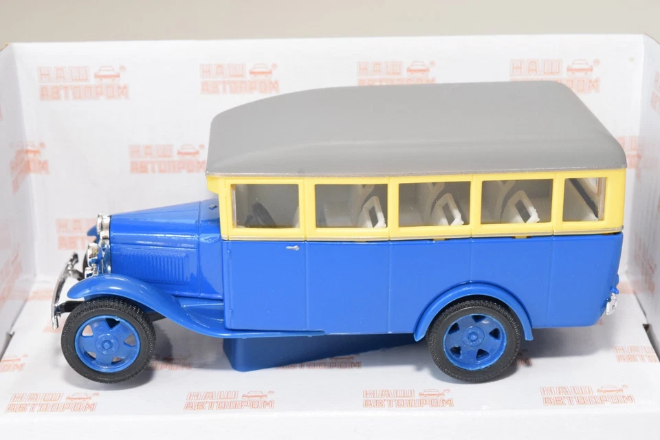 A68 1:43 NASH AVTOPROM H-651 H651 GAS 03-30 TA3 03-30 BUS COACH BLEU JAUNE MIB - Photo 2/4