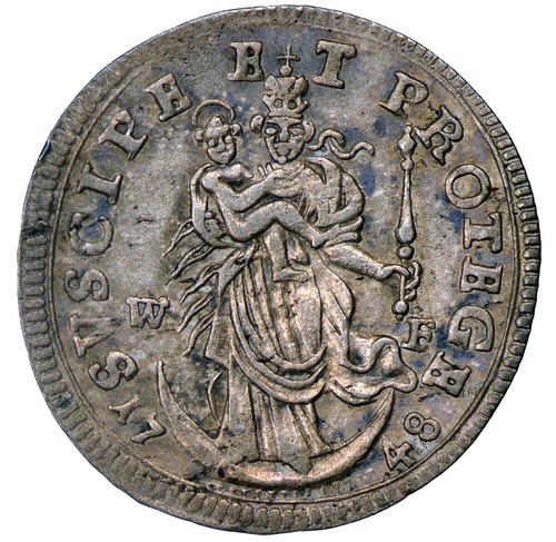 WURZBURG 5 Kreuzer 1748 WF Silver AU 'Madonna & Child'