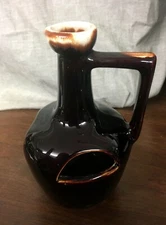 Dark Brown 8" Glazed Pitcher Shaped Pottery Planter Unmarked