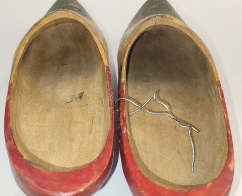 Vtg Hand Carved Painted Wooden Holland Dutch Style Clogs Belgium Shoes Sz 31 EU - Picture 18 of 24