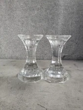 Pair of Vintage Crystal Candlestick Holders 5.5" Tall