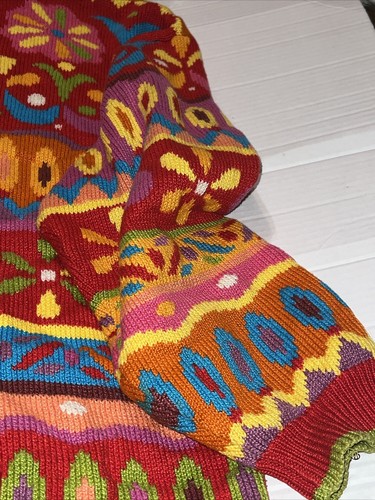 Vtg Christine Foley Button Down Cardigan Knit Sweater Floral Multicolor Retro 3 - 第 10/15 張圖片
