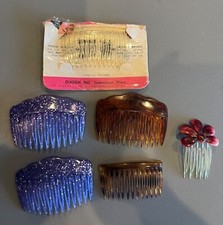 Mixed Lot of Vintage 1980s Plastic Side Hair Combs, GOODY Glitter  Flowers