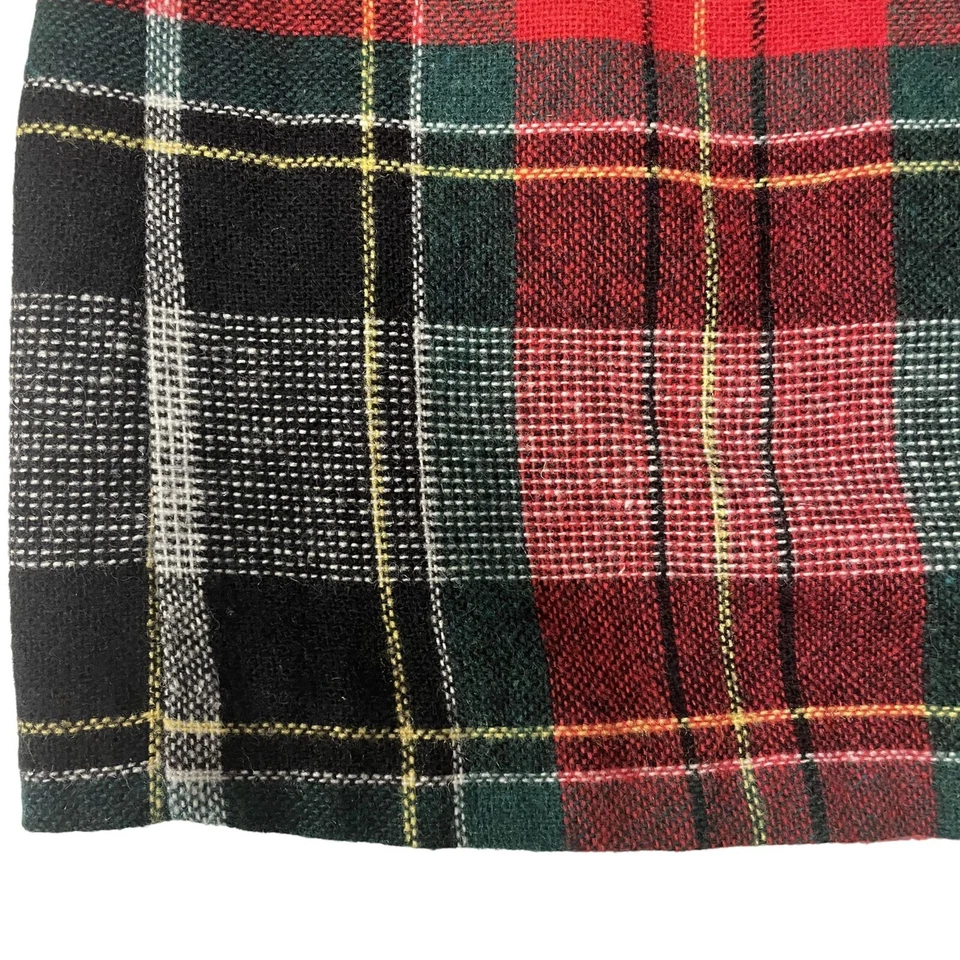 Vtg 70’s RED GREEN PLAID Wool Tweed MoD Preppy Tartan A Line Pocket Skirt MIDI S - Image 2 of 4