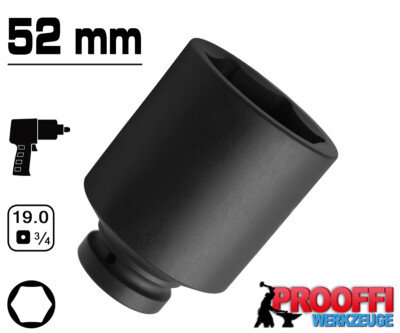 KRAFT Power Schlagschrauber Nuss 3/4'' Stecknuss 52 mm Steckschlüssel 6-Kant Lang